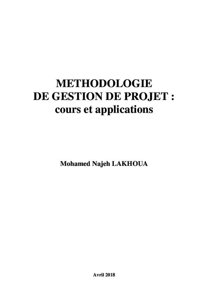 Methodologie de gestion de projet : cours et applications