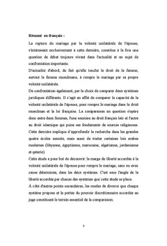 La rupture du mariage par la volonté unilatérale de l'épouse