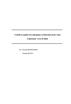 Contrôle de qualité d'un antiseptique de fabrication locale