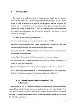 Attentats : impacts sur les professionnels de santé des CUMP