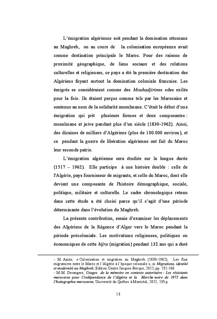 Les Algériens au Maroc pendant la période coloniale