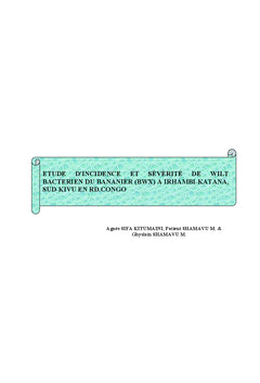 Etude d'Incidence et Severite de Wilt Bacterien du Bananier (BWX)