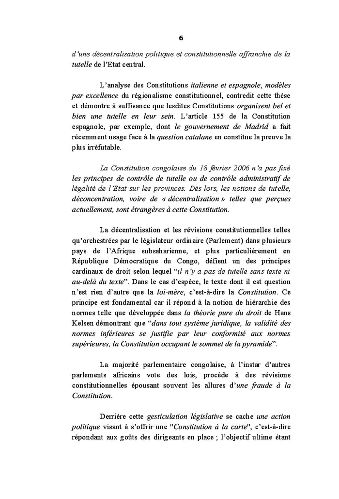 Le fédéralisme congolais à l'épreuve du droit comparé