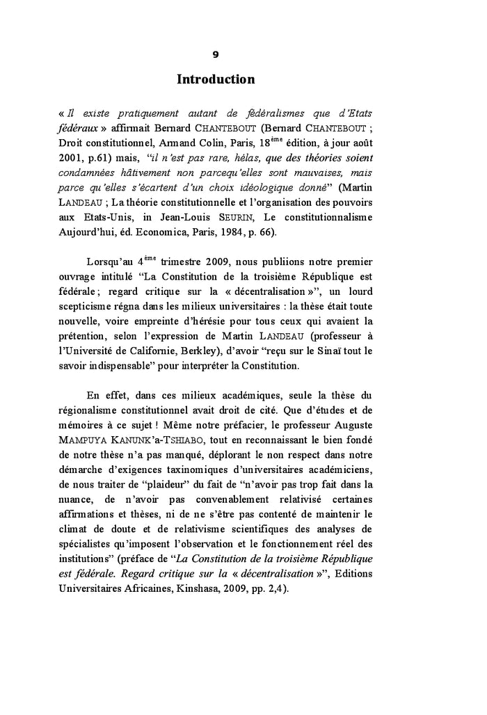 Le fédéralisme congolais à l'épreuve du droit comparé