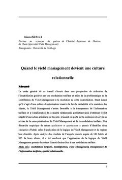 Quand le yield management devient une culture relationnelle