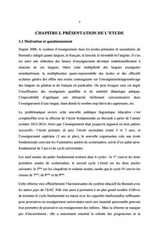 Pratiques de classe dans l'enseignement du français au Burundi