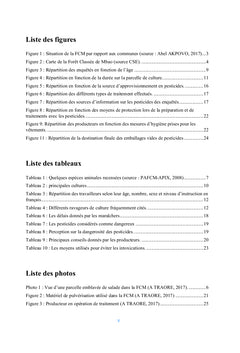 Utilisation des produits phytosanitaires dans le marîchage dans la FCM