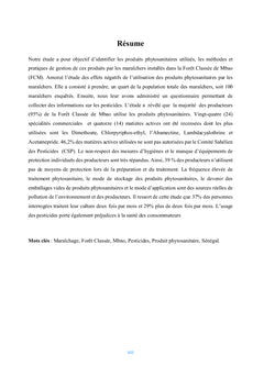 Utilisation des produits phytosanitaires dans le marîchage dans la FCM