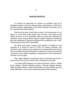 Pratique du témoignage anonyme, sa force probante devant les TPI et CPI