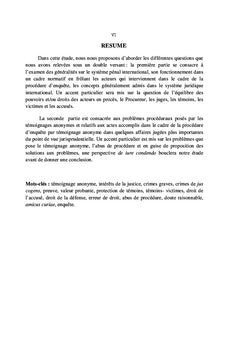 Pratique du témoignage anonyme, sa force probante devant les TPI et CPI