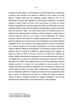 La chaine de valeur riz (oryza sative) dans la plaine de la Ruzizi