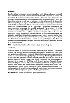 Contrôle microbiologique des denrées alimentaires