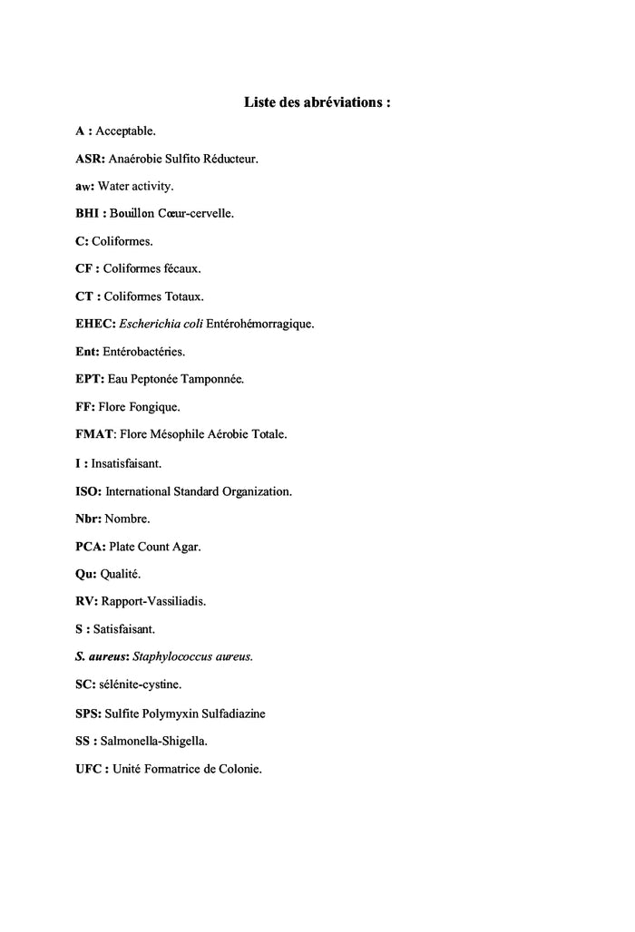 Contrôle microbiologique des denrées alimentaires
