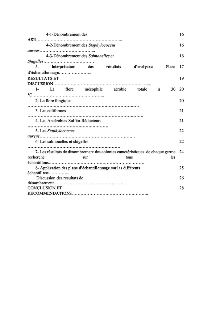 Contrôle microbiologique des denrées alimentaires