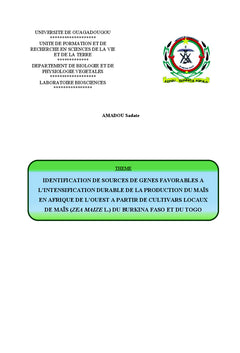 Identification de quelques cultivars de maïs du Togo et du Burkina