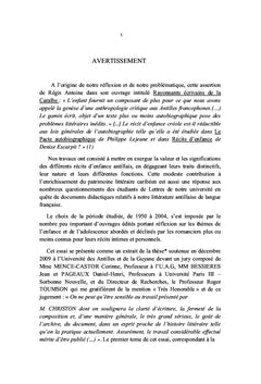 L'enfant créole à travers l'histoire littéraire antillaise