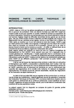 Rapport diagnostique de l'Agence Évangélique de Développement du Mali