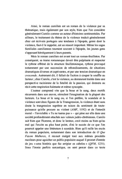 La violence dans l'oeuvre romanesque de Camilo Castelo Branco