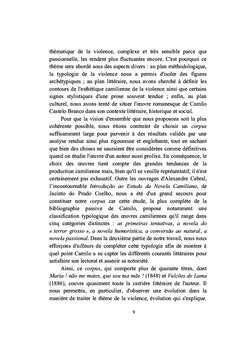 La violence dans l'oeuvre romanesque de Camilo Castelo Branco