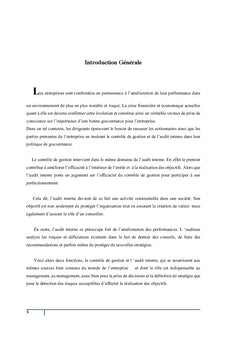 Place de l'Audit Interne et le Contrôle de Gestion dans la Performance