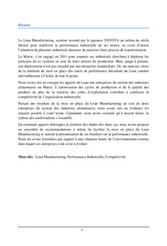 Déploiement du système Lean Manufacturing en industrie alimentaire