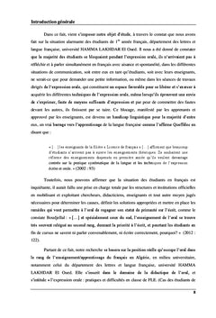 L'expression orale : pratiques et difficultes en classe de FLe