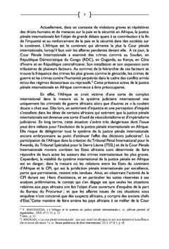 La Justice Penale Internationale Face aux Etats du Continent D'Afrique