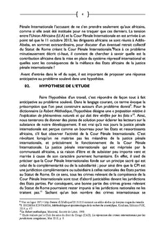 La Justice Penale Internationale Face aux Etats du Continent D'Afrique