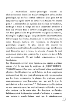 Réhabilitation occluso-prothétique chez l'enfant