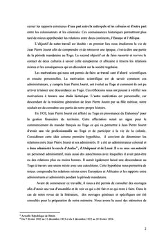 Histoire de Jean Pierre Jouret au Togo: 1920-1934