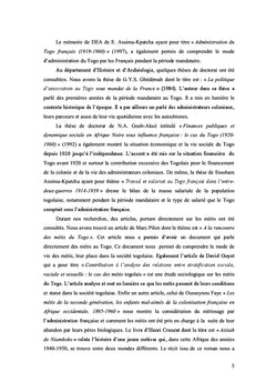 Histoire de Jean Pierre Jouret au Togo: 1920-1934