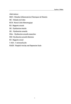 Troubles sexuels et maladies inflammatoires chroniques de l'intestin