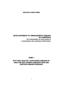 Développement et aménagement urbains au Cameroun