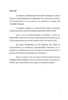 Organisation et Politique de Gestion du Risque de Crédit