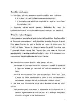 Organisation et Politique de Gestion du Risque de Crédit