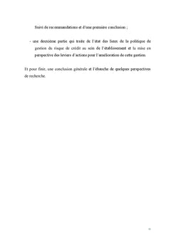 Organisation et Politique de Gestion du Risque de Crédit