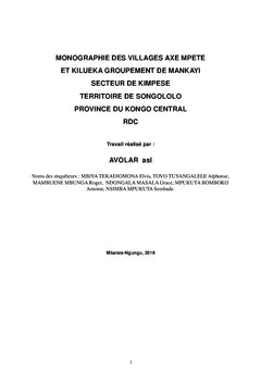 Monographie des villages axe Mpete
