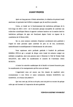 Fonctionnement des institutions politiques de la R.D.Congo