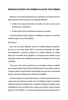 Message envers les hommes au sujet des femmes