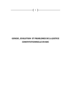 Genese, evolution et problemes de la justice constitutionnelle en RDC