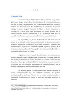 Genese, evolution et problemes de la justice constitutionnelle en RDC
