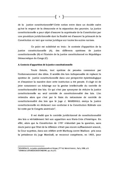 Genese, evolution et problemes de la justice constitutionnelle en RDC