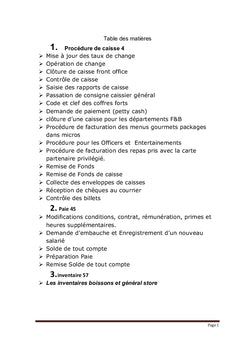 Manuel de Procédure Comptable et Financier pour Hôtel