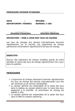 Manuel de Procédure Comptable et Financier pour Hôtel