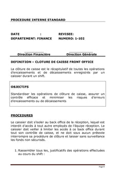 Manuel de Procédure Comptable et Financier pour Hôtel