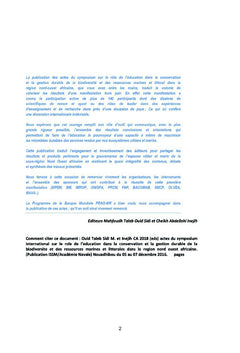 La Conservation et la Gestion Durable de la Biodiversité et des Ressources Marines et Littorales