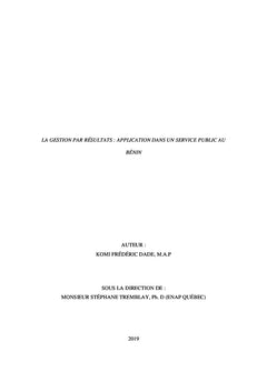 La gestion intégrée par résultats