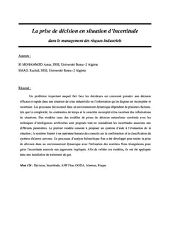 La prise de décision en situation d'incertitude