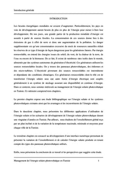 Management de l'énergie solaire photovoltaïque en Tunisie