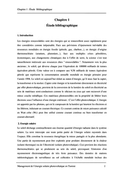 Management de l'énergie solaire photovoltaïque en Tunisie